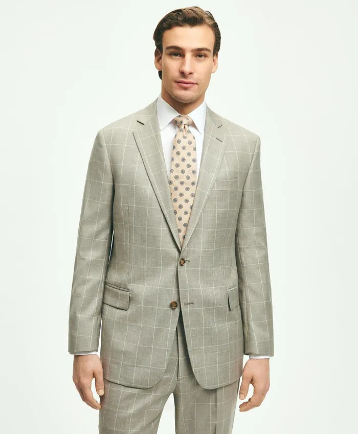 Suits Men Brooks Brothers Regent Fit Windowpane 1818 Suit Grey