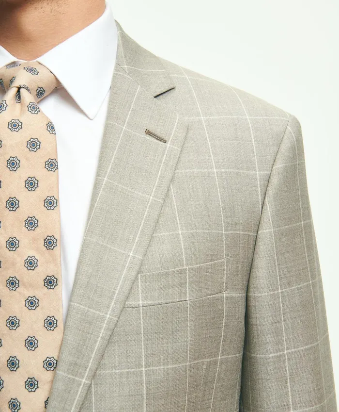 Suits Men Brooks Brothers Regent Fit Windowpane 1818 Suit Grey
