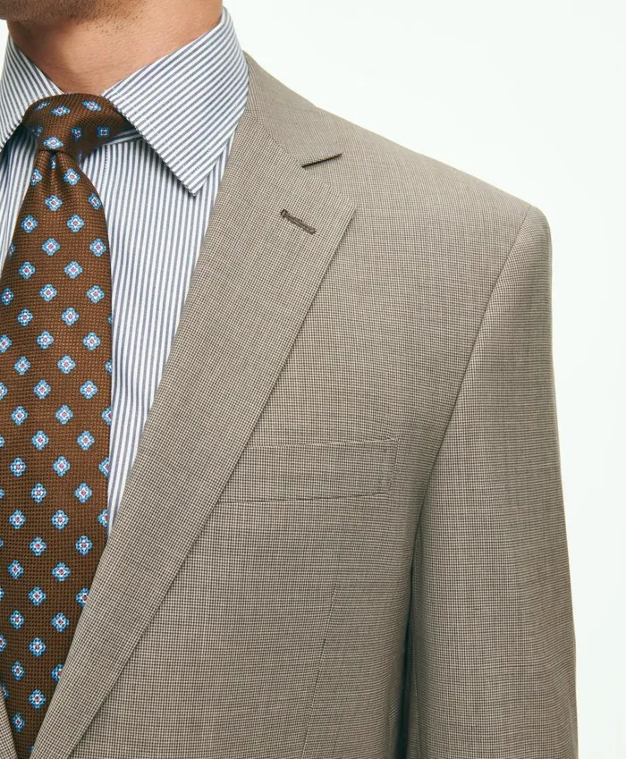Suits Men Brooks Brothers Regent Fit Wool Micro Houndstooth 1818 Suit Beige