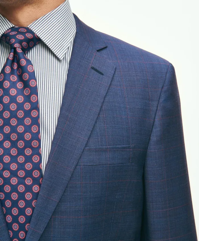 Suits Men Brooks Brothers Regent Fit Wool Overcheck 1818 Suit Blue