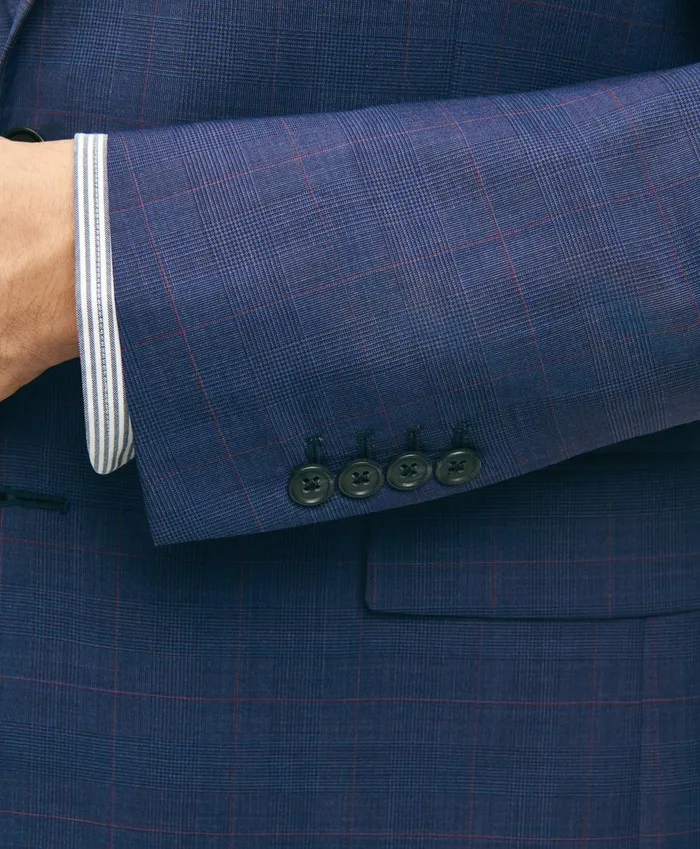 Suits Men Brooks Brothers Regent Fit Wool Overcheck 1818 Suit Blue