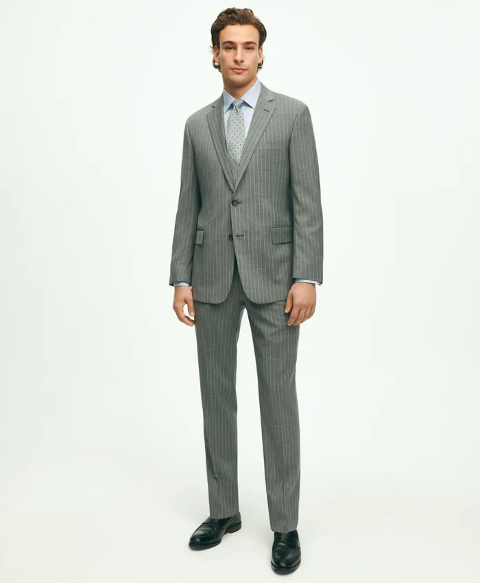 Suits Men Brooks Brothers Regent Fit Wool Pinstripe 1818 Suit Grey