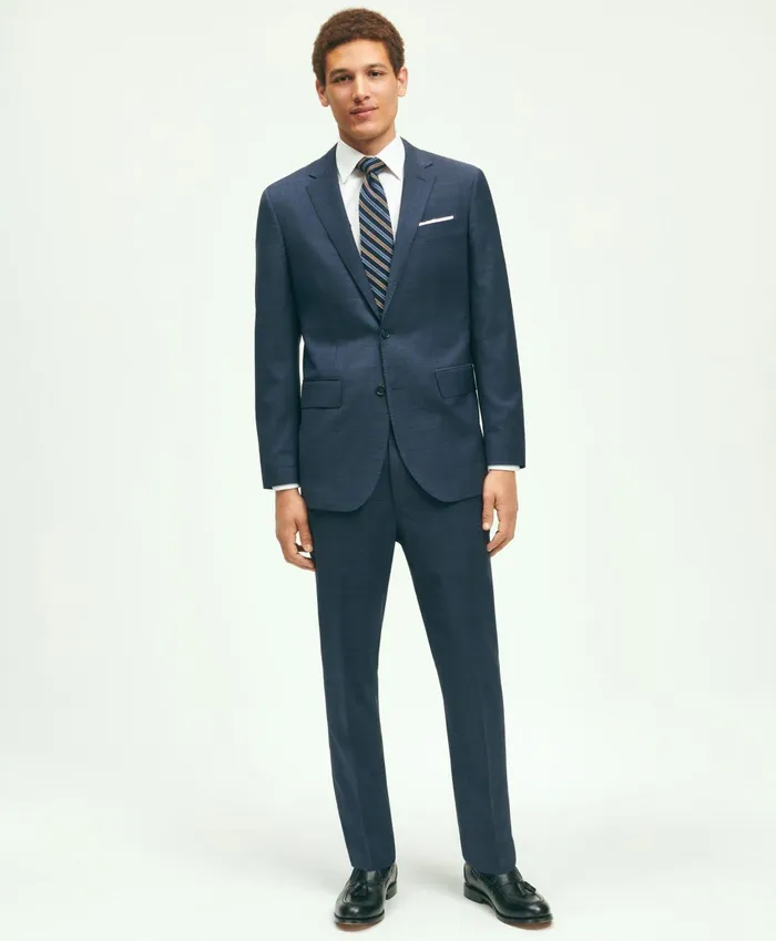 Suits Men Brooks Brothers Slim Fit Wool Checked 1818 Suit Navy
