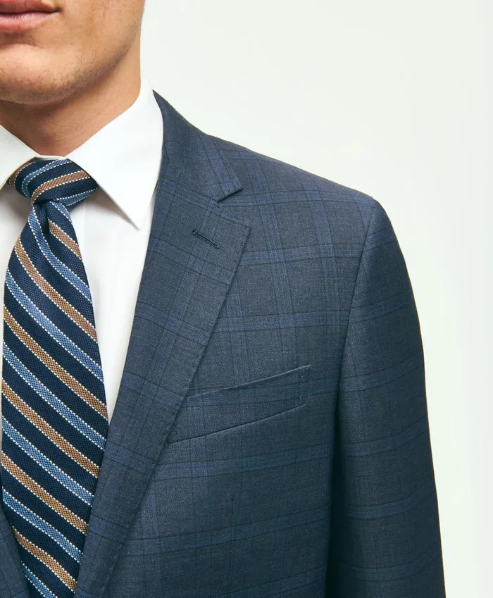 Suits Men Brooks Brothers Slim Fit Wool Checked 1818 Suit Navy