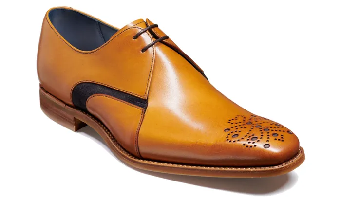 Sullivan 8211 Cedar Hand Painted Navy Suede Mens Barker Shoes Brogues