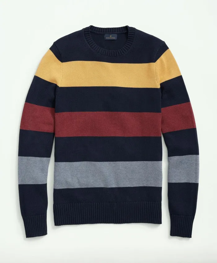Sweaters Men Brooks Brothers Big andamp Tall Cotton Crewneck Rugby Stripe Sweater Navy Multi Sweaters Men Brooks Brothers Big andamp Tall Cotton Crewneck Rugby Stripe Sweater Navy Multi