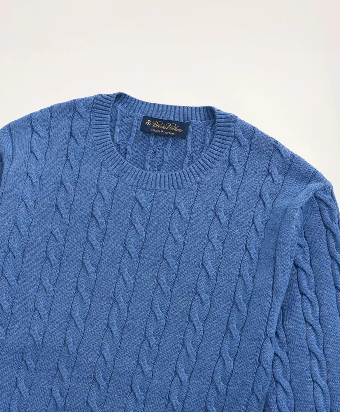 Sweaters Men Brooks Brothers Big andamp Tall Supima Cotton Cable Crewneck Sweater Dark Blue Heather