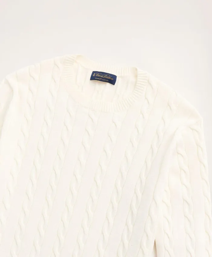 Sweaters Men Brooks Brothers Big andamp Tall Supima Cotton Cable Crewneck Sweater Ivory