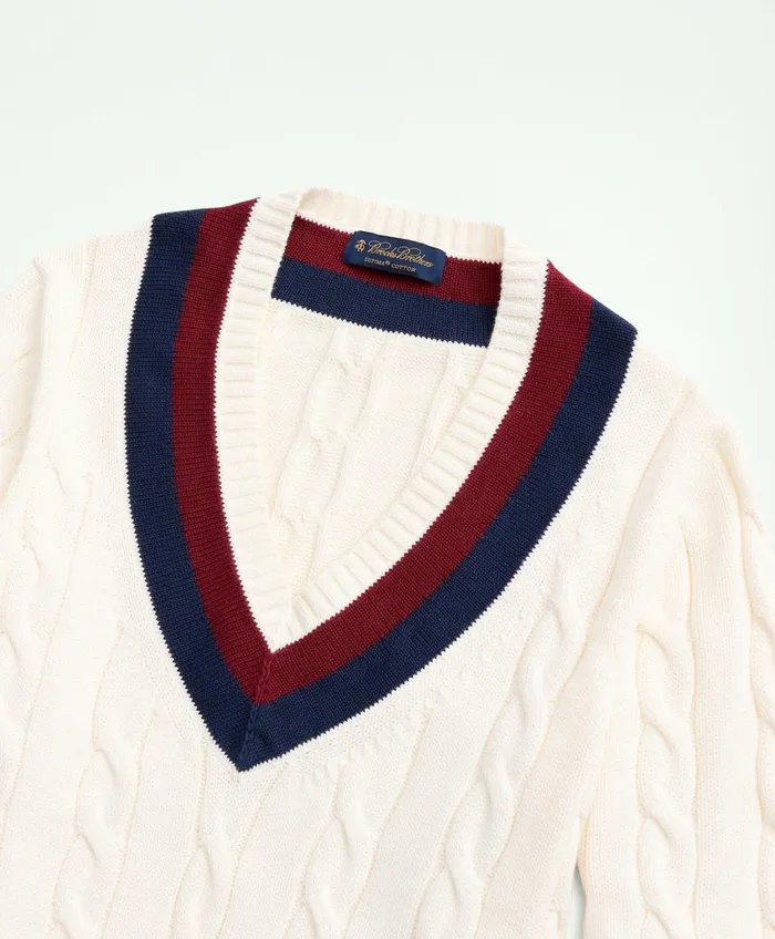 Sweaters Men Brooks Brothers Big andamp Tall Supima Cotton Cable Tennis Sweater Ivory