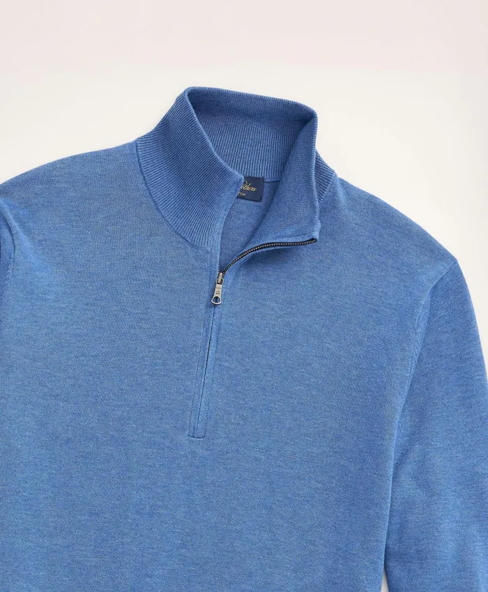 Sweaters Men Brooks Brothers Big andamp Tall Supima Cotton HalfZip Sweater Dark Blue Heather