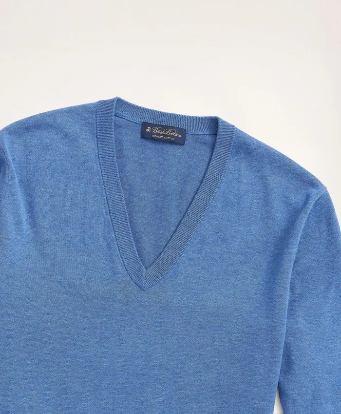 Sweaters Men Brooks Brothers Big andamp Tall Supima Cotton VNeck Sweater Dark Blue Heather