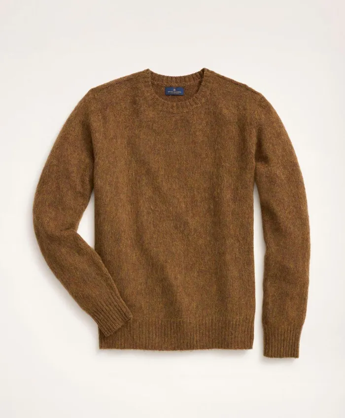 Sweaters Men Brooks Brothers Brushed Wool Crewneck Sweater Rust