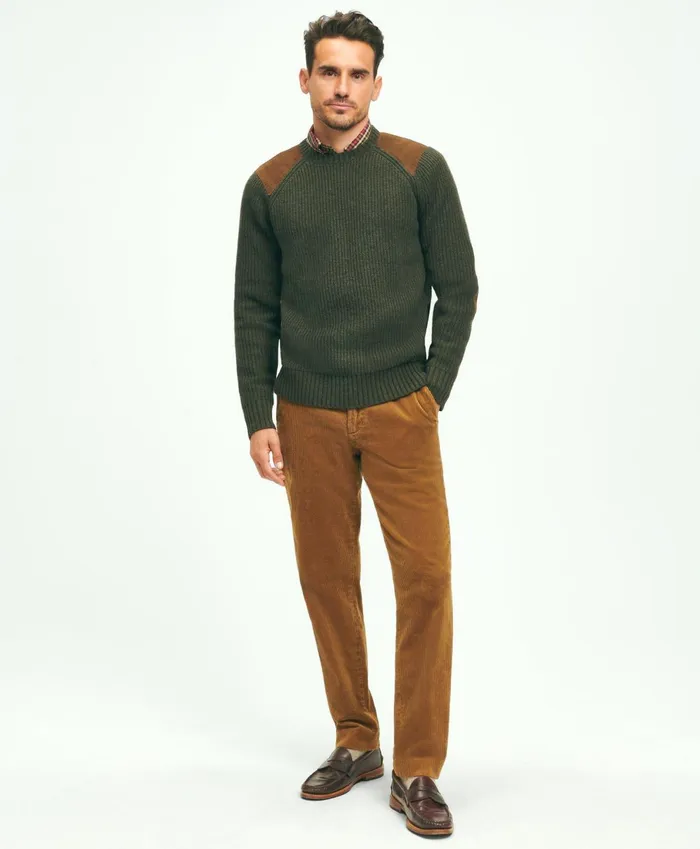 Sweaters Men Brooks Brothers English Rib Lambswool Crewneck Sweater Green
