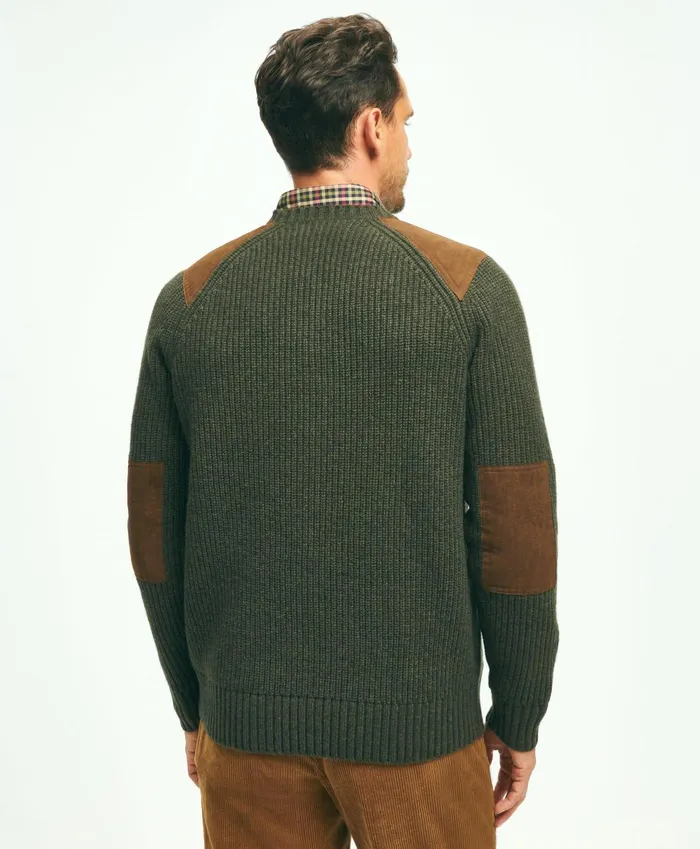 Sweaters Men Brooks Brothers English Rib Lambswool Crewneck Sweater Green