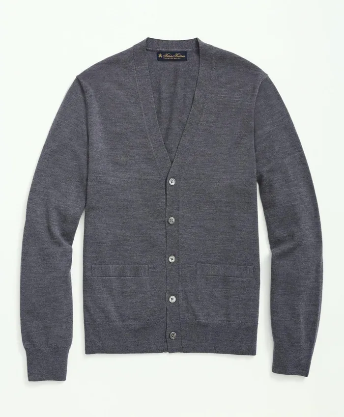 Sweaters Men Brooks Brothers Fine Merino Wool Cardigan Sweater Grey Heather