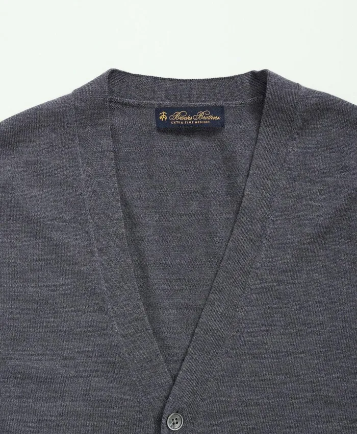 Sweaters Men Brooks Brothers Fine Merino Wool Cardigan Sweater Grey Heather