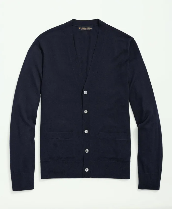 Sweaters Men Brooks Brothers Fine Merino Wool Cardigan Sweater Navy