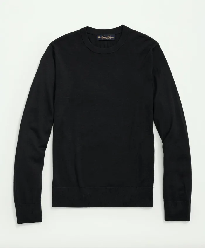Sweaters Men Brooks Brothers Fine Merino Wool Crewneck Sweater Black