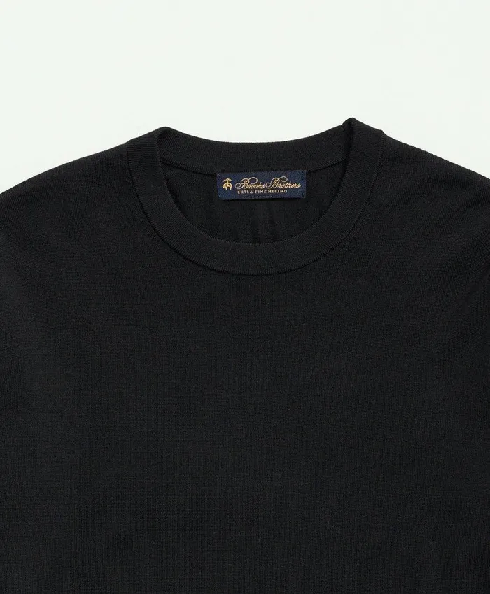 Sweaters Men Brooks Brothers Fine Merino Wool Crewneck Sweater Black