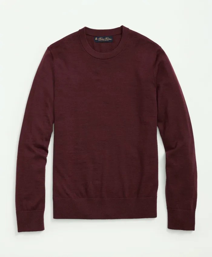 Sweaters Men Brooks Brothers Fine Merino Wool Crewneck Sweater Burgundy