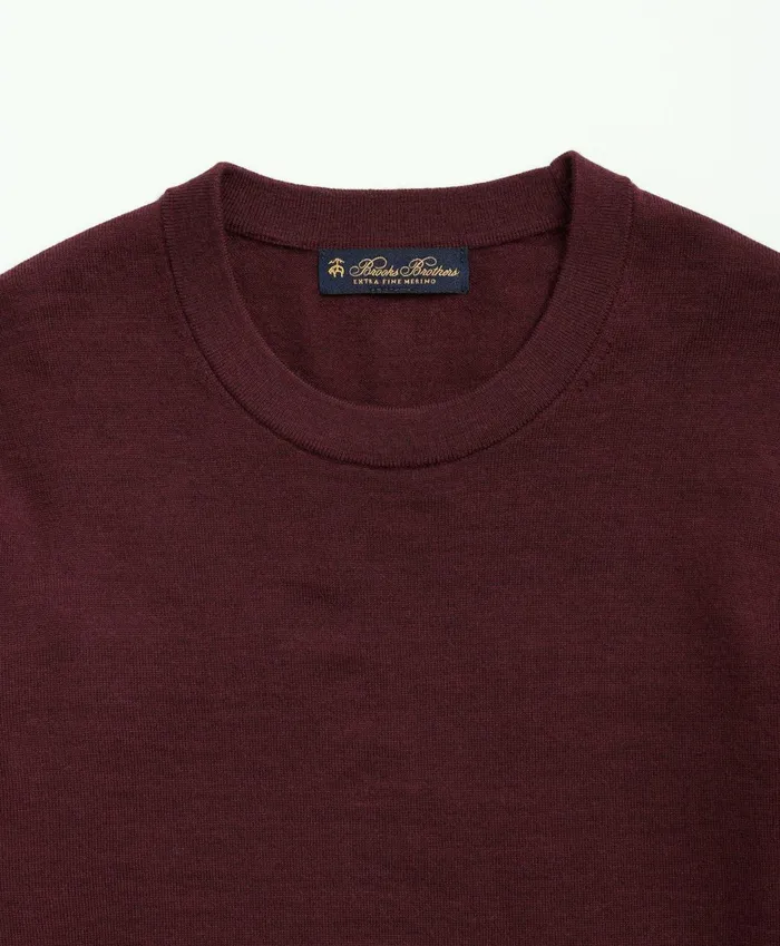Sweaters Men Brooks Brothers Fine Merino Wool Crewneck Sweater Burgundy