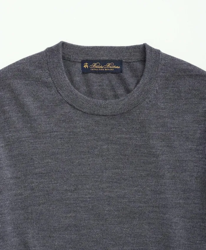 Sweaters Men Brooks Brothers Fine Merino Wool Crewneck Sweater Grey Heather
