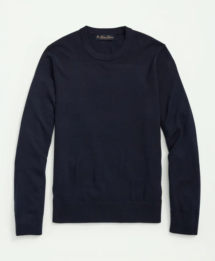 Sweaters Men Brooks Brothers Fine Merino Wool Crewneck Sweater Navy