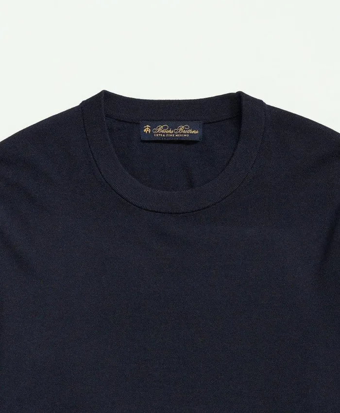 Sweaters Men Brooks Brothers Fine Merino Wool Crewneck Sweater Navy