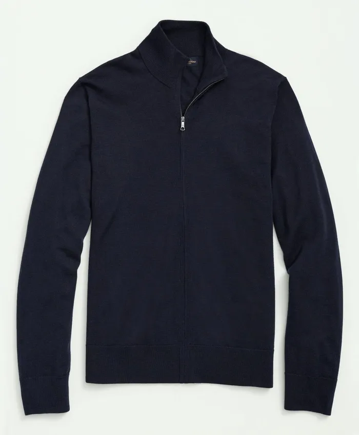 Sweaters Men Brooks Brothers Fine Merino Wool Full Zip Sweater Navy