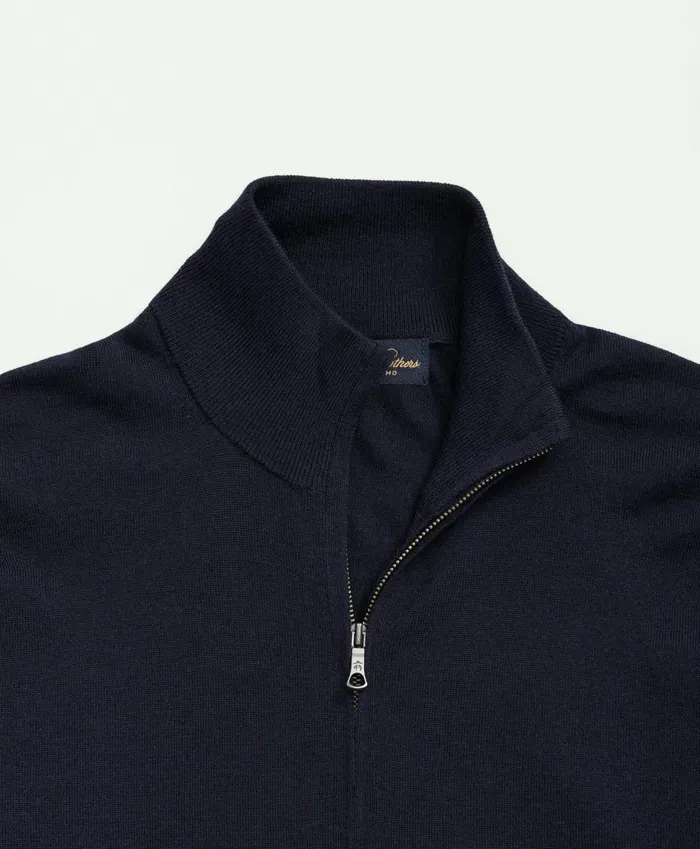 Sweaters Men Brooks Brothers Fine Merino Wool Full Zip Sweater Navy
