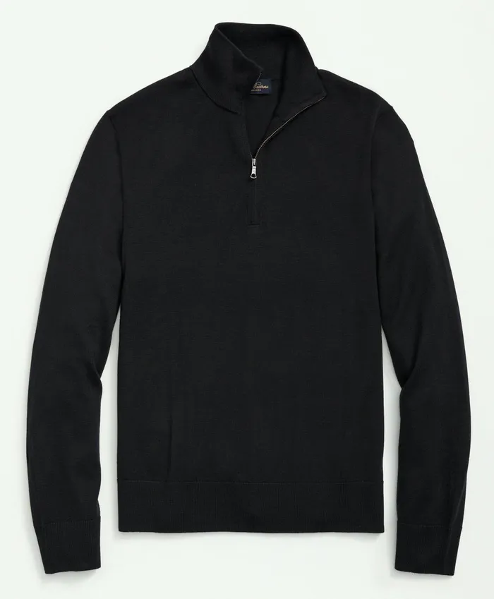 Sweaters Men Brooks Brothers Fine Merino Wool HalfZip Sweater Black