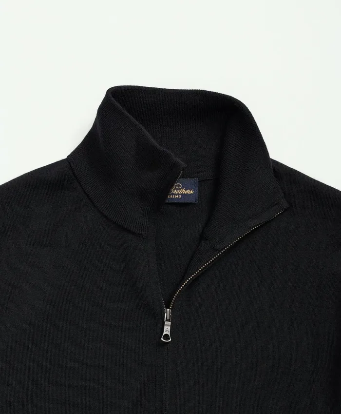 Sweaters Men Brooks Brothers Fine Merino Wool HalfZip Sweater Black