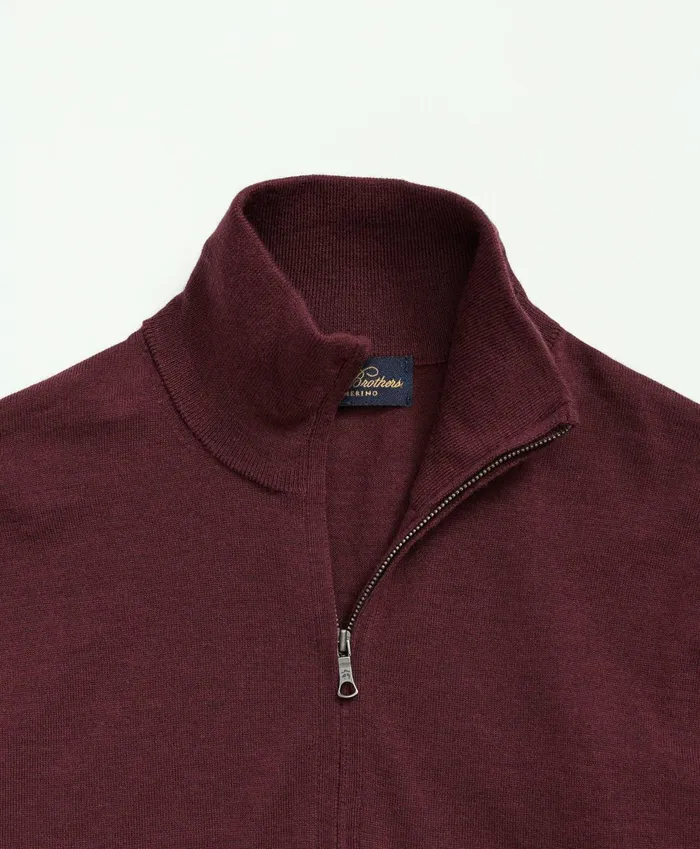 Sweaters Men Brooks Brothers Fine Merino Wool HalfZip Sweater Burgundy