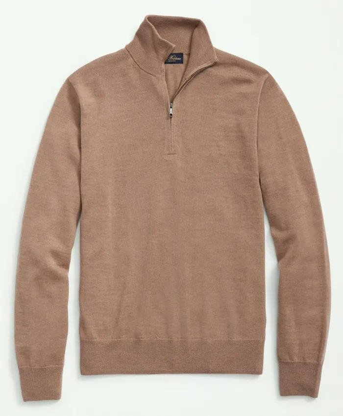 Sweaters Men Brooks Brothers Fine Merino Wool HalfZip Sweater Camel