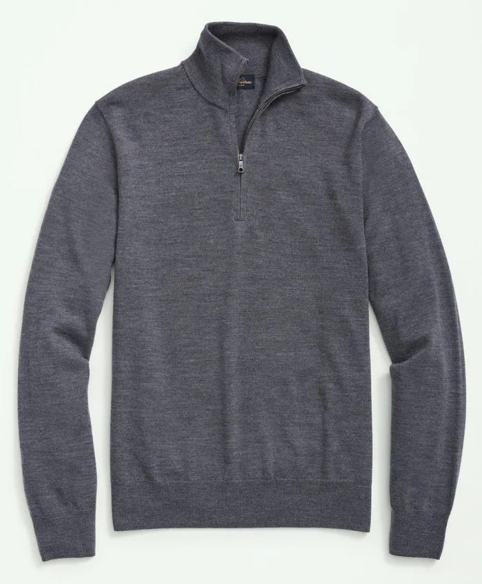 Sweaters Men Brooks Brothers Fine Merino Wool HalfZip Sweater Grey Heather