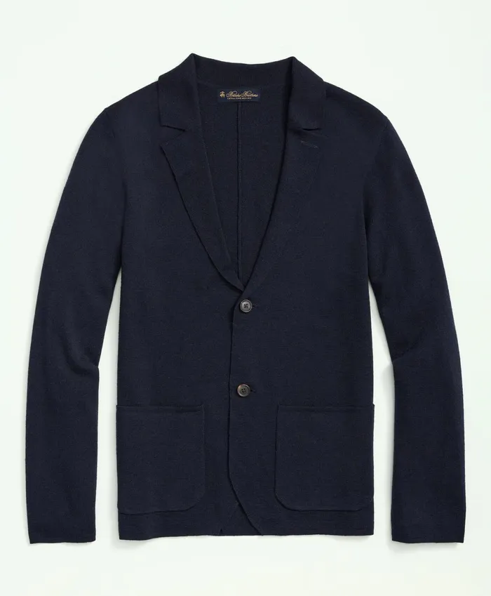Sweaters Men Brooks Brothers Fine Merino Wool Sweater Blazer Navy
