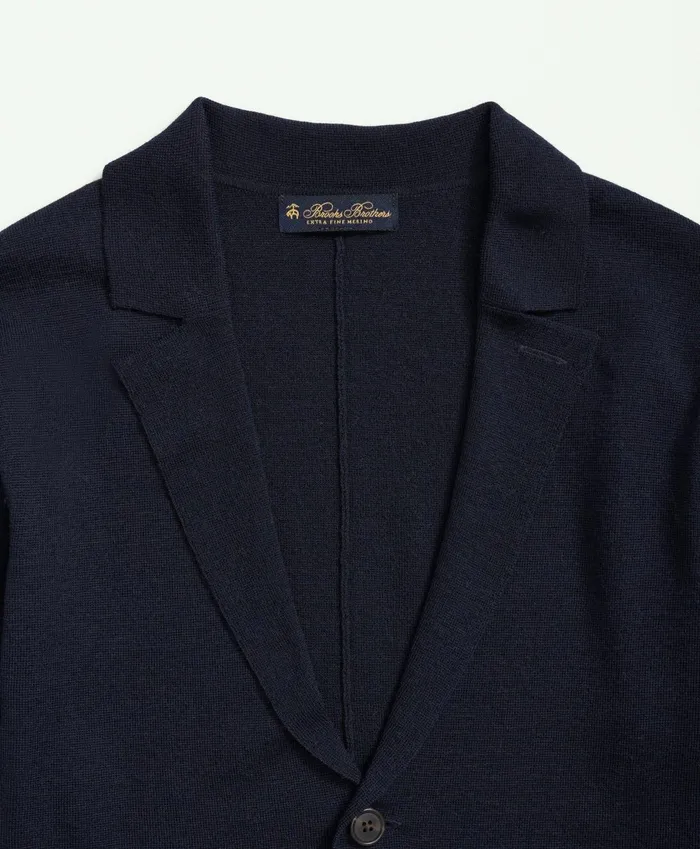Sweaters Men Brooks Brothers Fine Merino Wool Sweater Blazer Navy