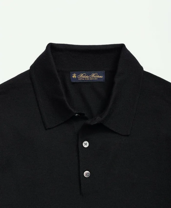 Sweaters Men Brooks Brothers Fine Merino Wool Sweater Polo Black