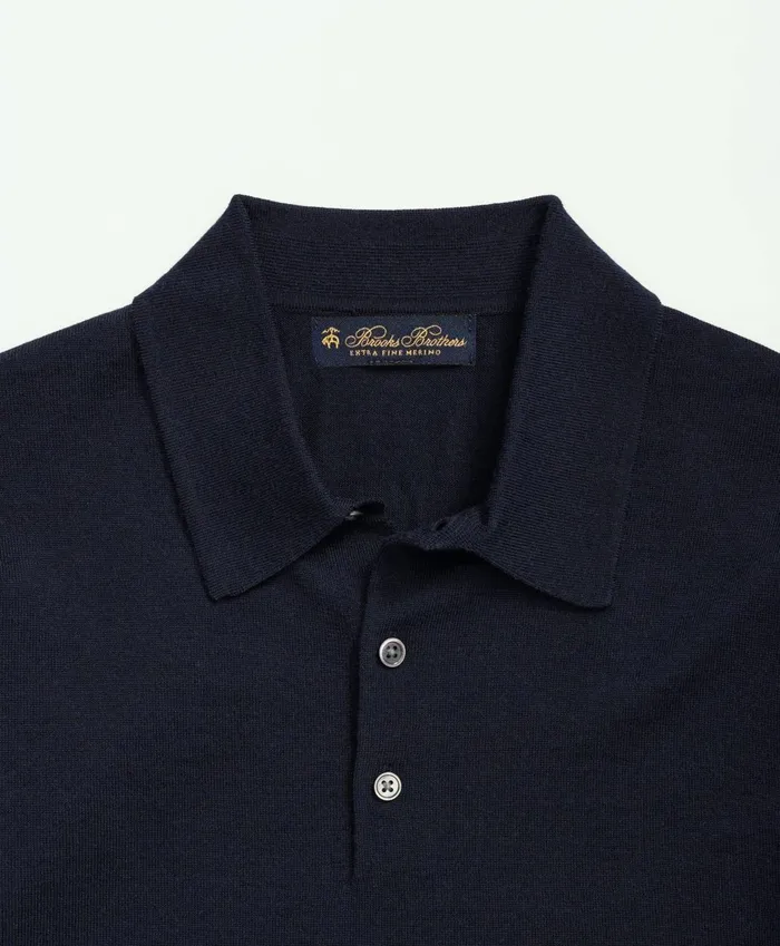 Sweaters Men Brooks Brothers Fine Merino Wool Sweater Polo Navy