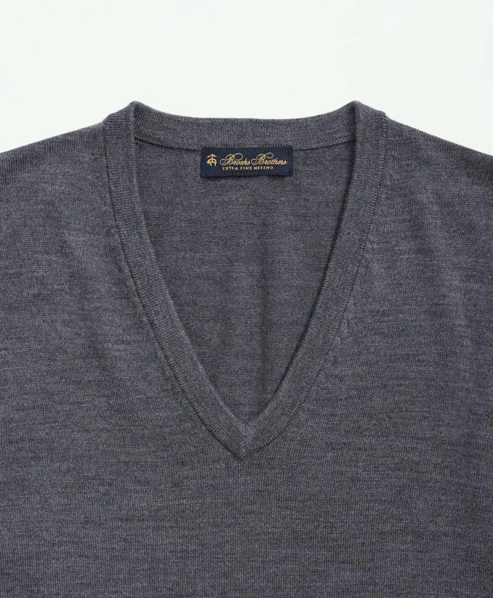 Sweaters Men Brooks Brothers Fine Merino Wool Sweater Vest Grey Heather