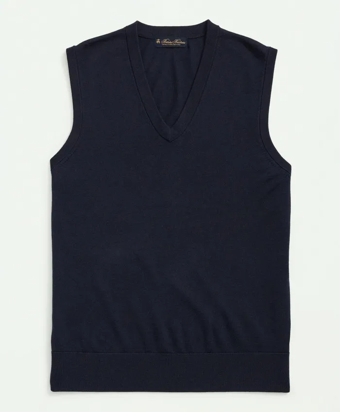 Sweaters Men Brooks Brothers Fine Merino Wool Sweater Vest Navy