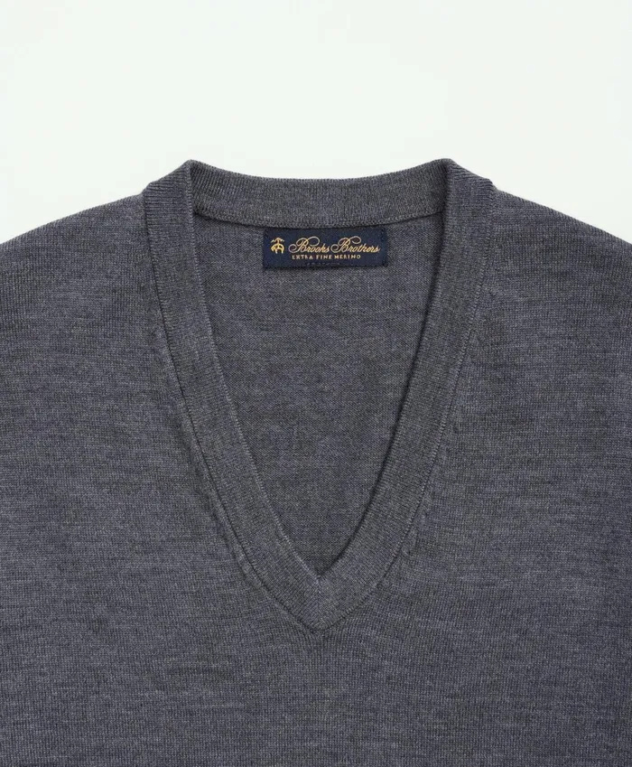 Sweaters Men Brooks Brothers Fine Merino Wool VNeck Sweater Grey Heather