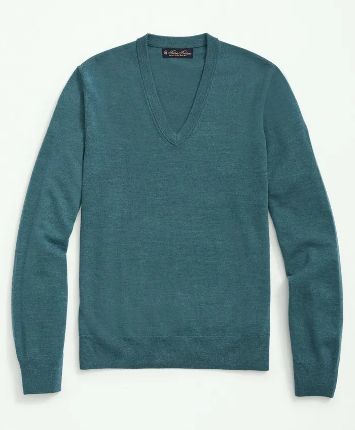 Sweaters Men Brooks Brothers Fine Merino Wool VNeck Sweater Teal