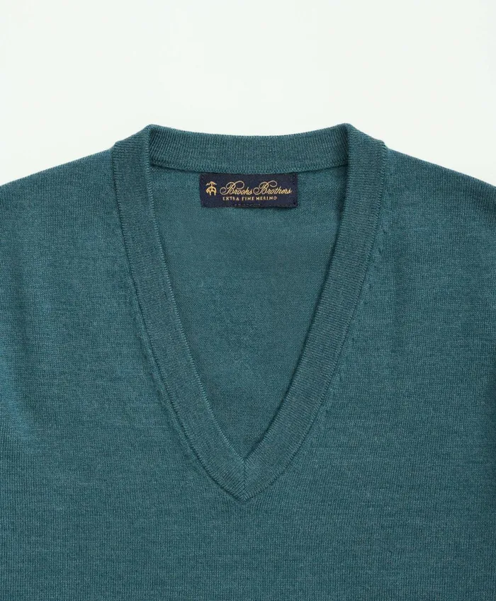 Sweaters Men Brooks Brothers Fine Merino Wool VNeck Sweater Teal