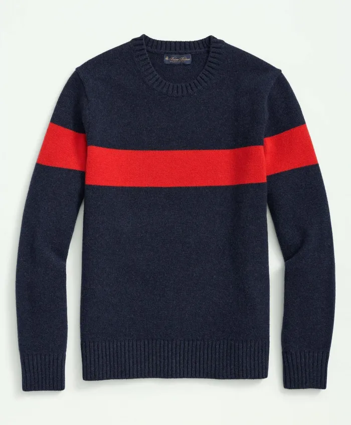 Sweaters Men Brooks Brothers Lambswool Crewneck Chest Striped Sweater Navy Multi Sweaters Men Brooks Brothers Lambswool Crewneck Chest Striped Sweater Navy Multi