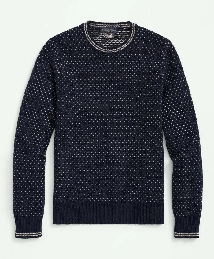Sweaters Men Brooks Brothers Merino Wool Crewneck Dot Jacquard 1818 Sweater Navy Multi Sweaters Men Brooks Brothers Merino Wool Crewneck Dot Jacquard 1818 Sweater Navy Multi