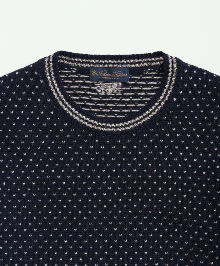 Sweaters Men Brooks Brothers Merino Wool Crewneck Dot Jacquard 1818 Sweater Navy Multi