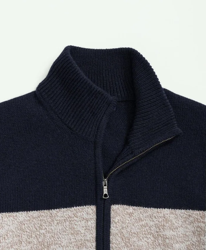 Sweaters Men Brooks Brothers Merino Wool Striped HalfZip Sweater Navy Multi