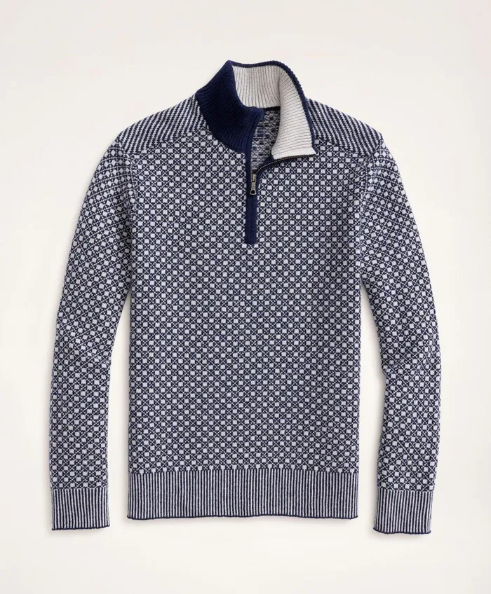 Sweaters Men Brooks Brothers Nordic HalfZip Navymulti