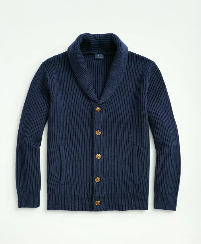Sweaters Men Brooks Brothers Ribbed Cotton Shawl Collar Cardigan Navy